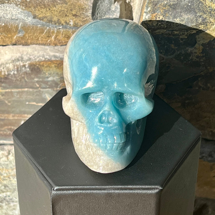 Hand Carved Skull Made of Trolleite
