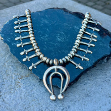 Load image into Gallery viewer, Sandcast Sterling Silver Squash Blossom Necklace