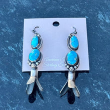 Load image into Gallery viewer, Bluebird Turquoise Squash Blossom Necklace with Matching Earrings