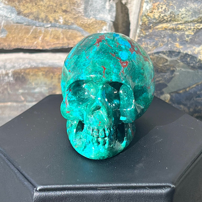 Hand Carved Skull Made of Chrysocolla