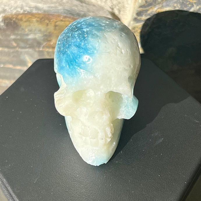Hand Carved Skull Made of Blue Ice