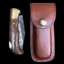 Load image into Gallery viewer, Gwynn Inlay 6.5” Damascus Steel Folding Knife