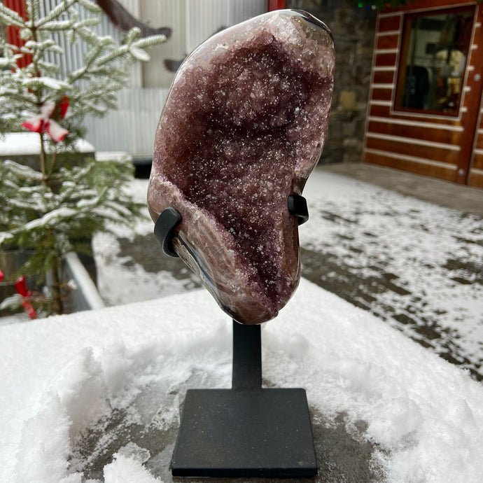 Pink Amethyst Geode on Stand