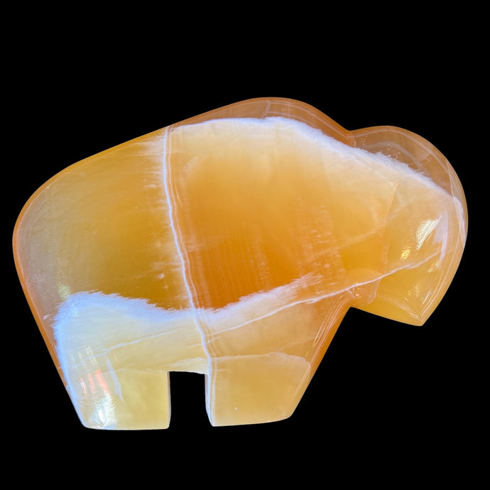 Large Zuni Style Bison Made from Honey Calcite
