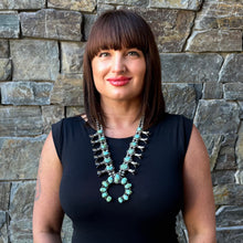 Load image into Gallery viewer, Sonoran Gold Turquoise Squash Blossom Necklace with Matching Earrings