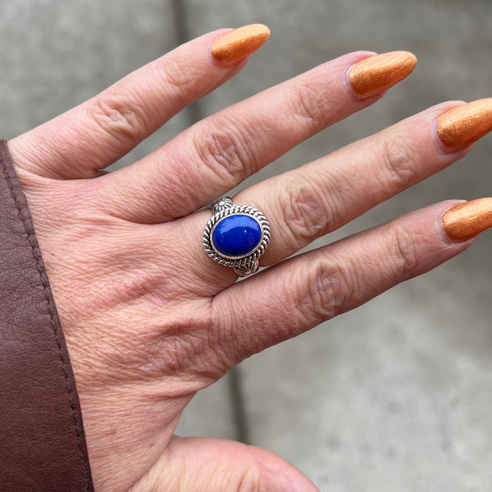 Lapis Lazuli Ring by Artie Yellowhorse, Size 8