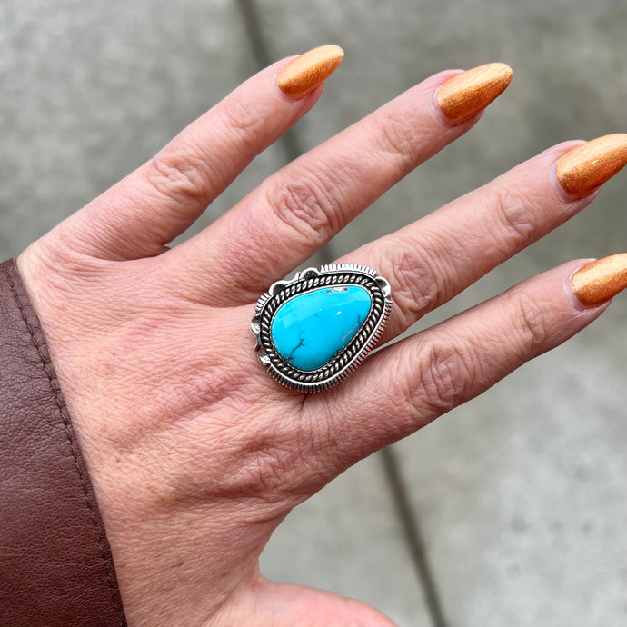 Sonoran Rose Turquoise Ring by Artie Yellowhorse, Size 7.75