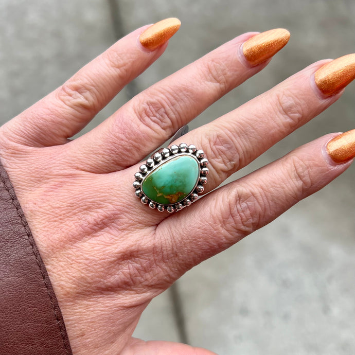 Royston Turquoise Ring by Artie Yellowhorse, Size 8