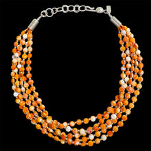 Load image into Gallery viewer, Orange Spiny Oyster and Sterling Silver Necklace by Artie Yellowhorse