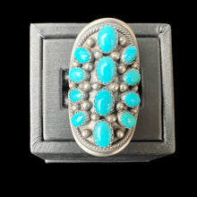Load image into Gallery viewer, Navajo Made Sleeping Beauty Turquoise Saddle Ring￼
