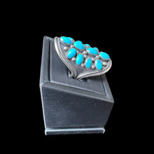 Load image into Gallery viewer, Navajo Made Sleeping Beauty Turquoise Saddle Ring￼
