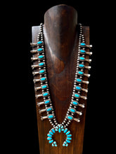 Load image into Gallery viewer, Kingman Turquoise Squash Blossom Necklace￼
