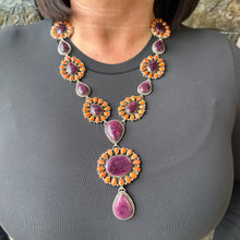 Load image into Gallery viewer, Purple and Orange Spiny Oyster ￼Necklace
