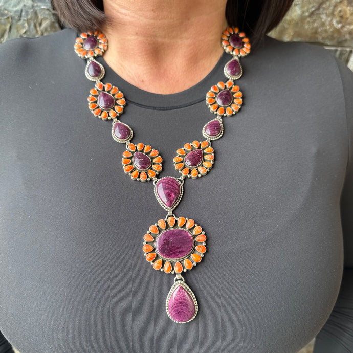 Purple and Orange Spiny Oyster ￼Necklace