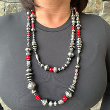 Load image into Gallery viewer, Mediterranean Coral and Sterling Silver Navajo Bead Necklace
