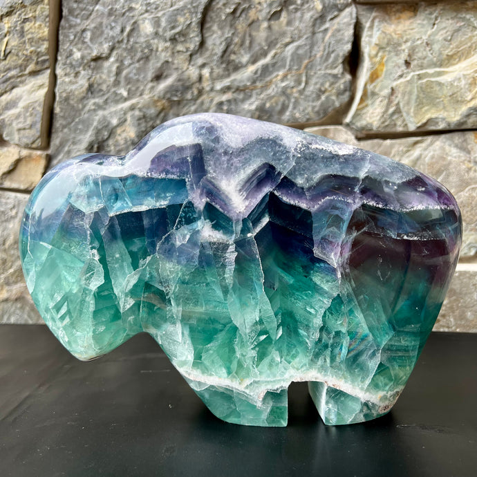 Large Zuni Style Bison Carved from Fluorite