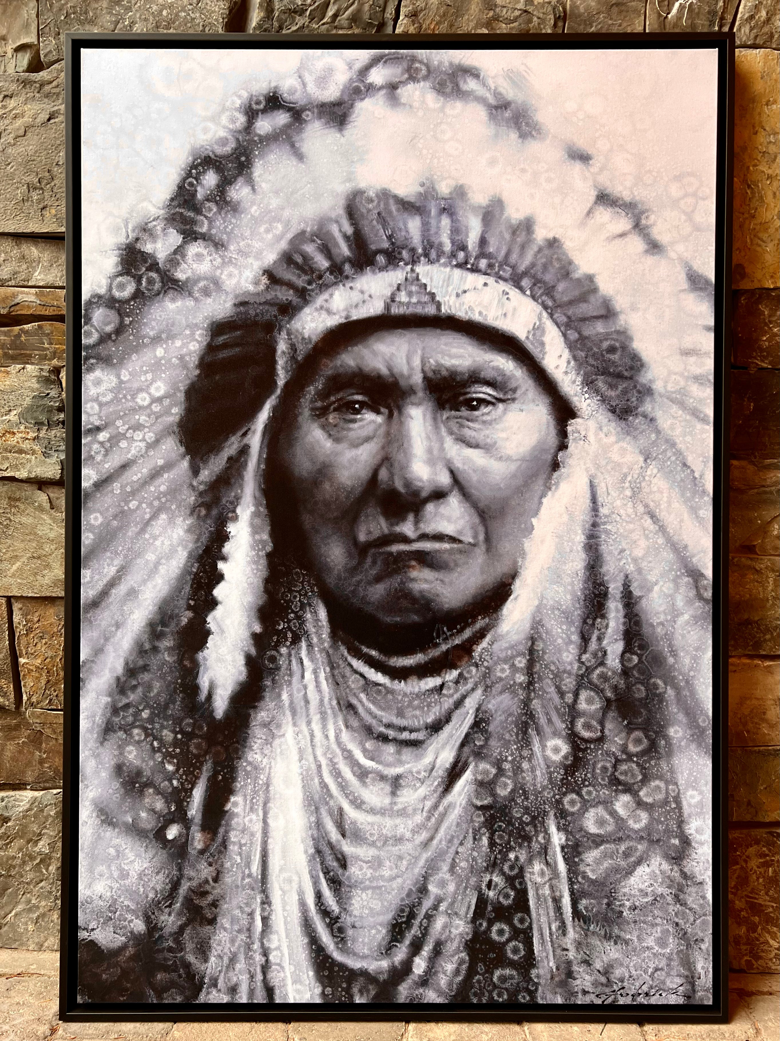 Chief Joseph, Framed Print on Canvas by David Riley 32” x 48”
