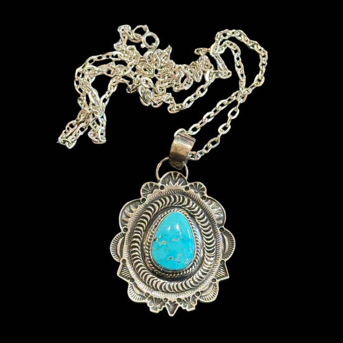 Kingman Turquoise Pendant with Chain