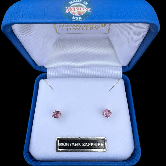 Montana Sapphire Round Stud Earrings in White Gold