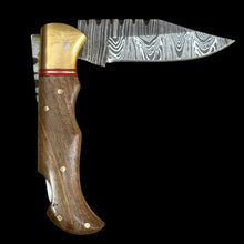 Load image into Gallery viewer, Gwynn Inlay 6.5” Damascus Steel Folding Knife
