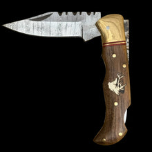 Load image into Gallery viewer, Gwynn Inlay 6.5” Damascus Steel Folding Knife
