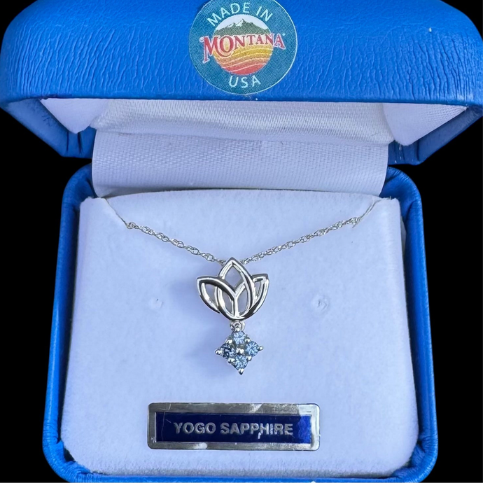 Montana Yogo Sapphire Tulip 4 Stone Pendant Necklace in Sterling Silver