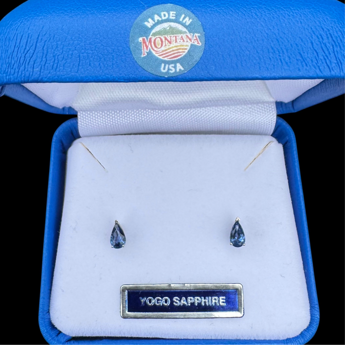 Montana Yogo Sapphire Earrings in White Gold