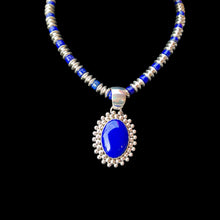 Load image into Gallery viewer, Blue Lapis Pendant with ￼Lapis Bead Necklace
