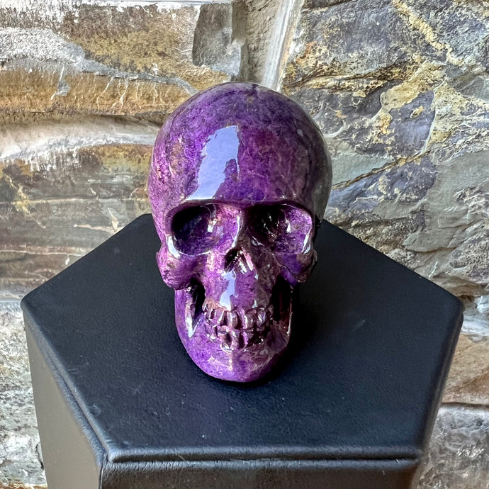 Hand Carved Skull Made from Purperite