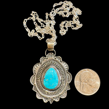 Load image into Gallery viewer, Kingman Turquoise Pendant with Chain
