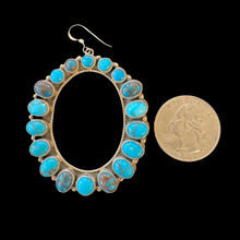 Load image into Gallery viewer, Kingman Turquoise Oval Hoop Drop Earring with a French Hook
