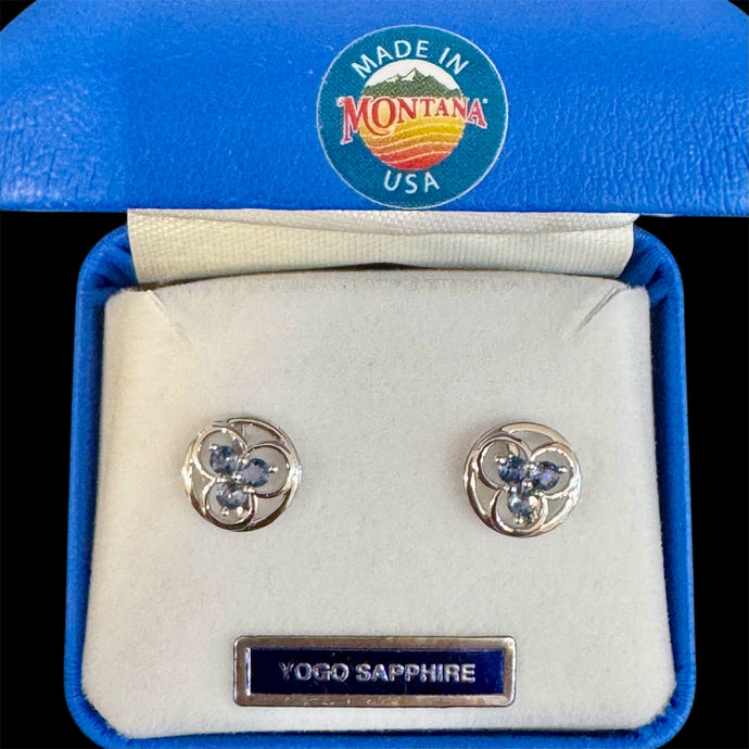 Montana Yogo Sapphire Tri in Circle Earrings