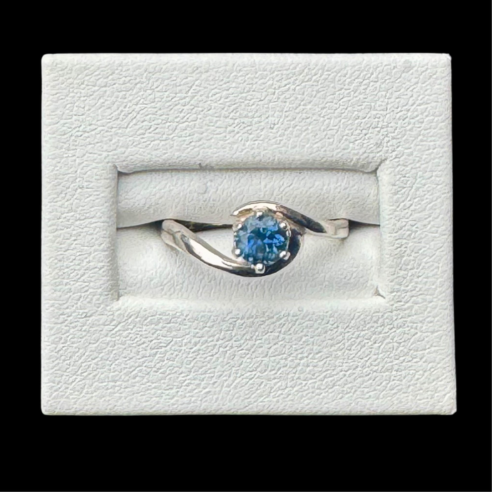 Montana Sapphire Crescent Ring in Sterling Silver, Size 6