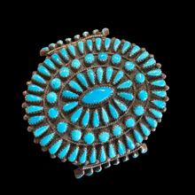 Load image into Gallery viewer, Sleeping Beauty Turquoise Zuni Cluster Cuff, Size 6.5”
