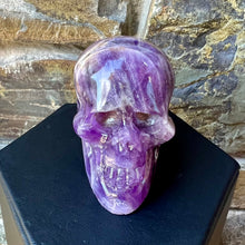 Load image into Gallery viewer, Hand Carved Skull made of Amethyst
