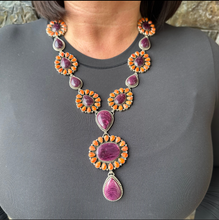 Load image into Gallery viewer, Purple and Orange Spiny Oyster Shell Lariat Necklace
