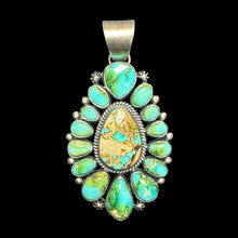 Load image into Gallery viewer, Sonoran Gold Turquoise and Boulder Turquoise Cluster Pendant
