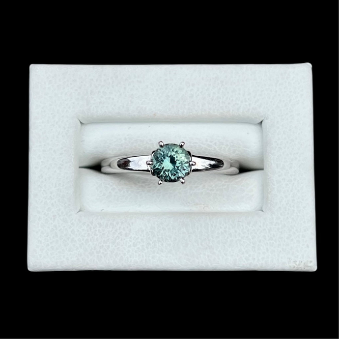 Montana Sapphire Ring in White Gold, Size 6