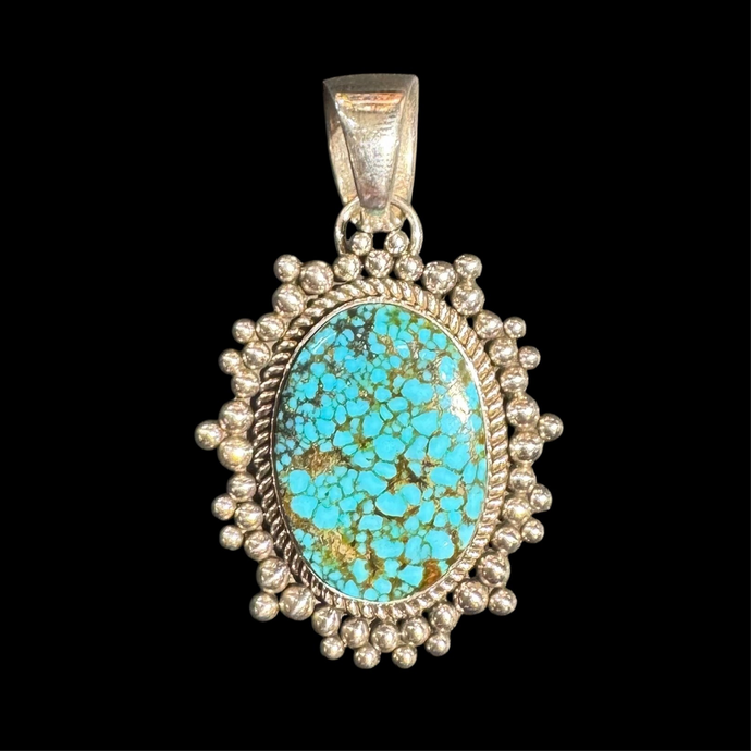 Kingman Spiderweb Turquoise Pendant by Artie Yellowhorse