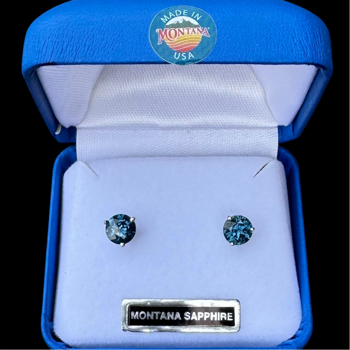 Montana Sapphire Martini Set Stud Solitaire Earrings in White Gold