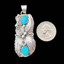Load image into Gallery viewer, Kingman Turquoise Two Stone Decorative Pendant
