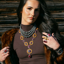 Load image into Gallery viewer, Purple and Orange Spiny Oyster Shell Lariat Necklace
