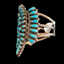 Load image into Gallery viewer, Sleeping Beauty Turquoise Zuni Cluster Cuff, Size 6.5”
