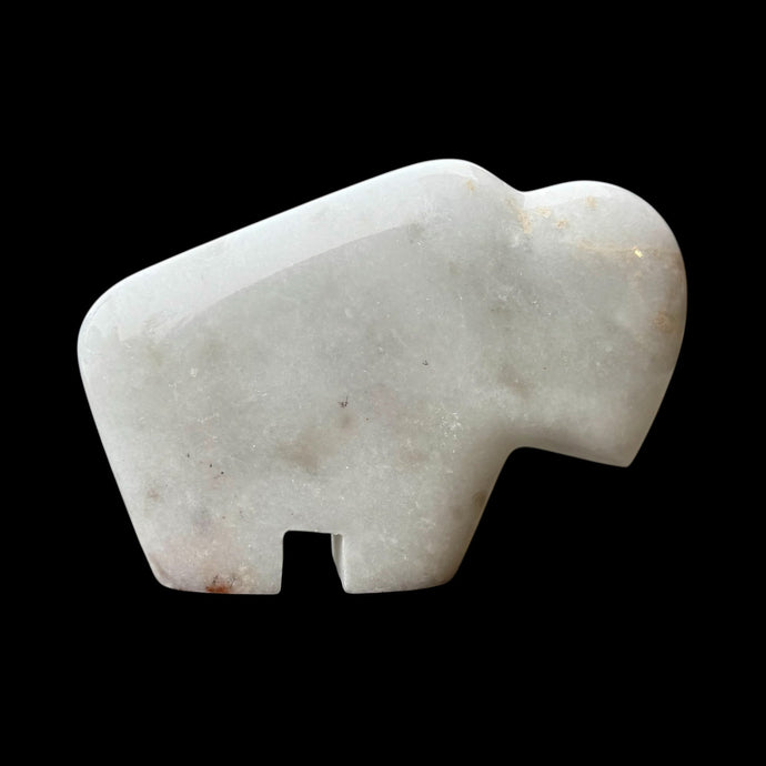 Small Zuni Style Bison Made of White Marble
