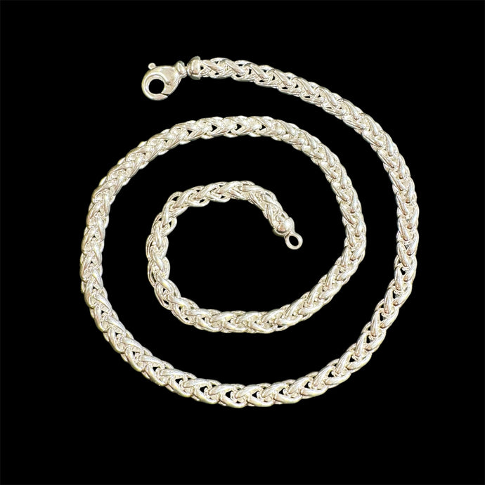 Sterling Silver Heavy Wheat Chain supplied by Artie Yellowhorse, 16”