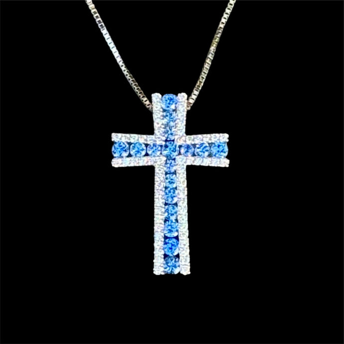 Montana Yogo Sapphire Cross Pendant