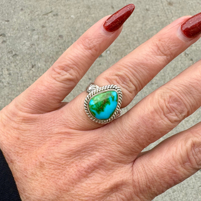 Sonoran Gold Turquoise Ring by Artie Yellowhorse, Size 6.5