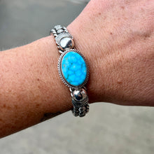 Load image into Gallery viewer, Kingman Waterweb Turquoise Heavy Gauge Cuff by Artie Yellowhorse
