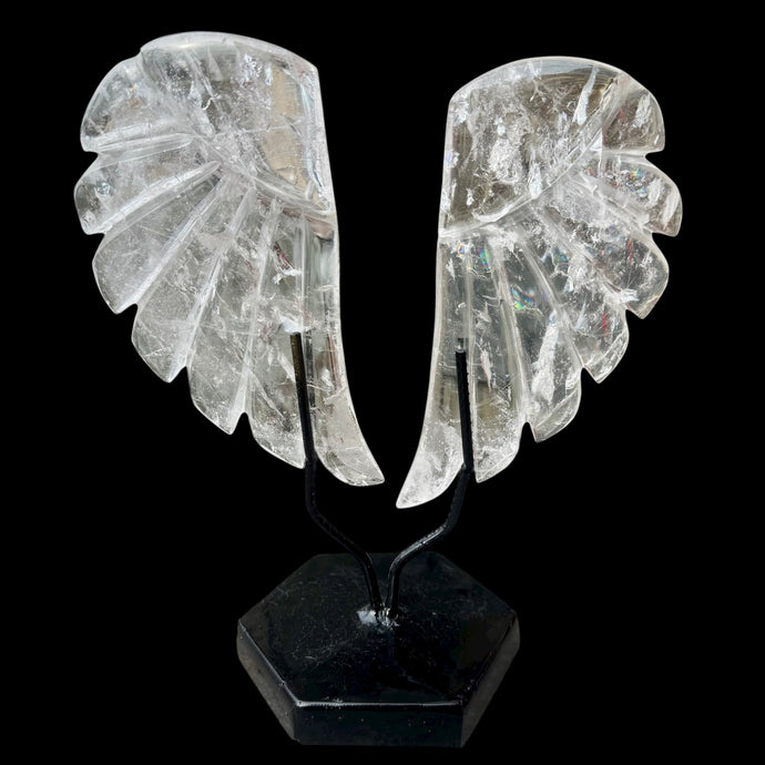 Carved Clear Quartz Crystal Angel Wing Sculpture