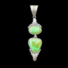 Load image into Gallery viewer, Royston Turquoise Two Stone Drop Pendant
